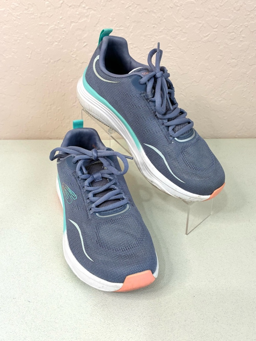 SKECHERS Relaxed Fit D'Lux Fitness Sneaker Shoes Women 8.5 Blue Mesh Air Cooled - Picture 2 of 13